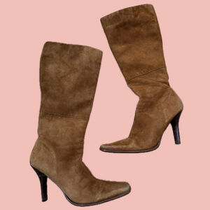 Vintage Aldo Suede Knee-High Boots Square Toe Brown – Size 38